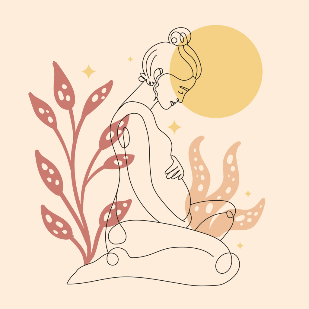 illustration d'une femme enceinte qui touche son ventre